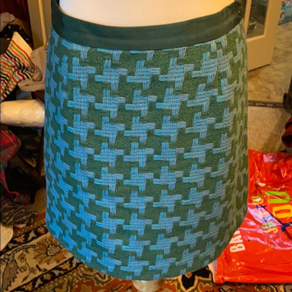 Boden checker print knit mini skirt